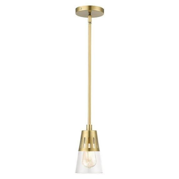1 Light Mini Pendant in Modern Style-17 inches Tall and 5.13 inches Wide-Natural Brass Finish Bailey Street Home 218-Bel-5054547