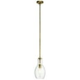 thumbnail image 1 of 1 Light Mini Pendant with Transitional Inspirations 13.75 inches Tall By 7 inches Wide-Natural Brass Finish-Clear Glass Color Bailey Street Home, 1 of 10