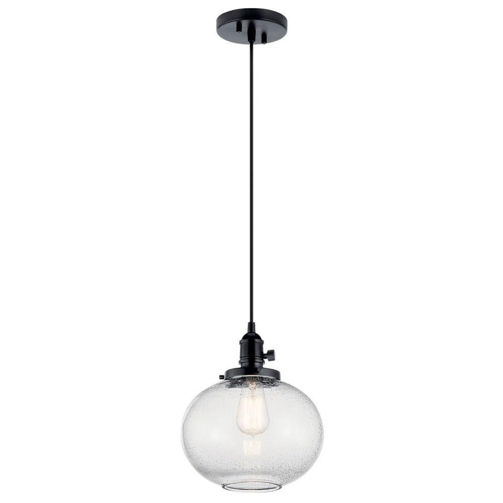 Avery Black and Clear Seeded Glass Mini Pendant Light