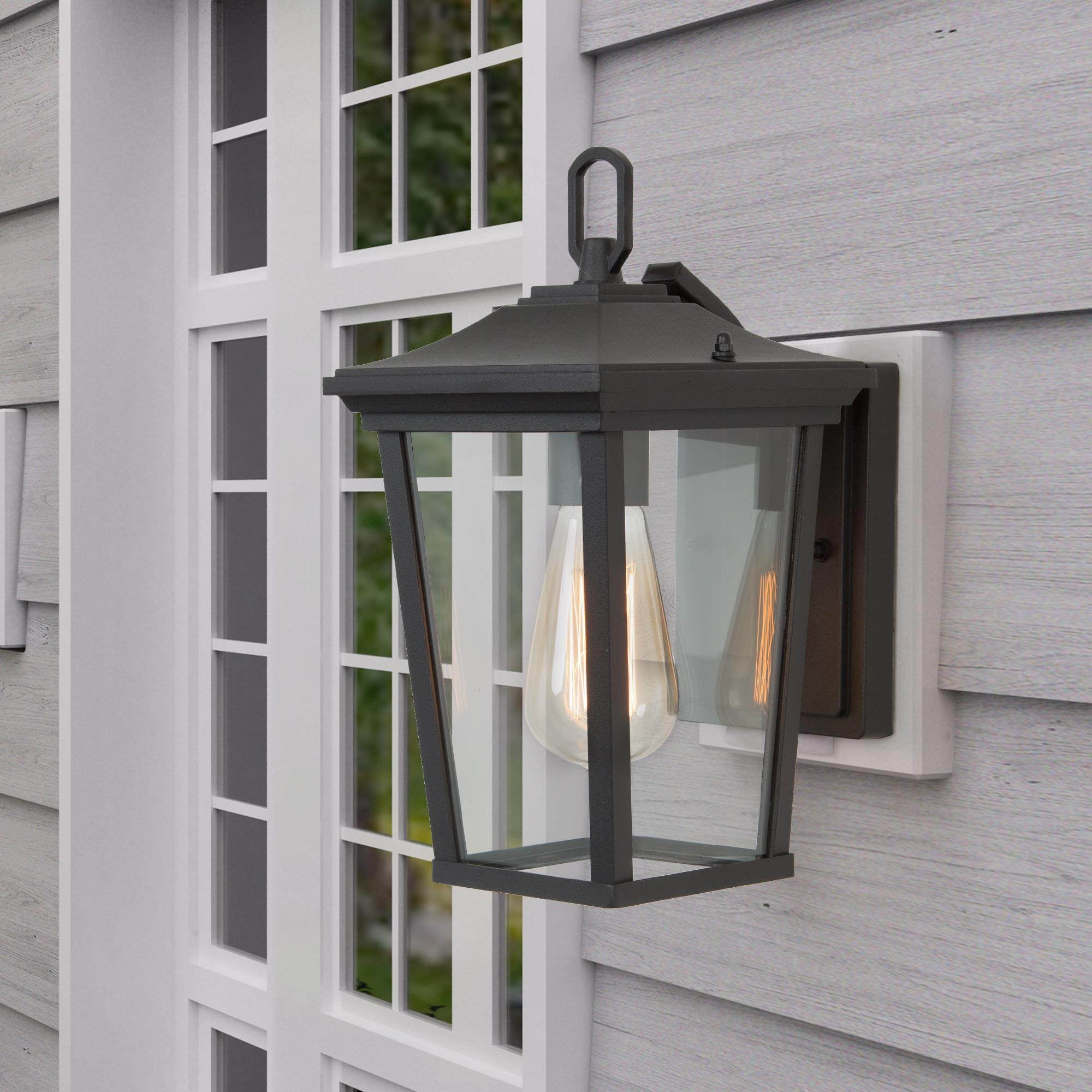 LNC 1-Light Modern Farmhouse Black and Clear Glass Farmhouse Outdoor Wall Sconce for Outdoor