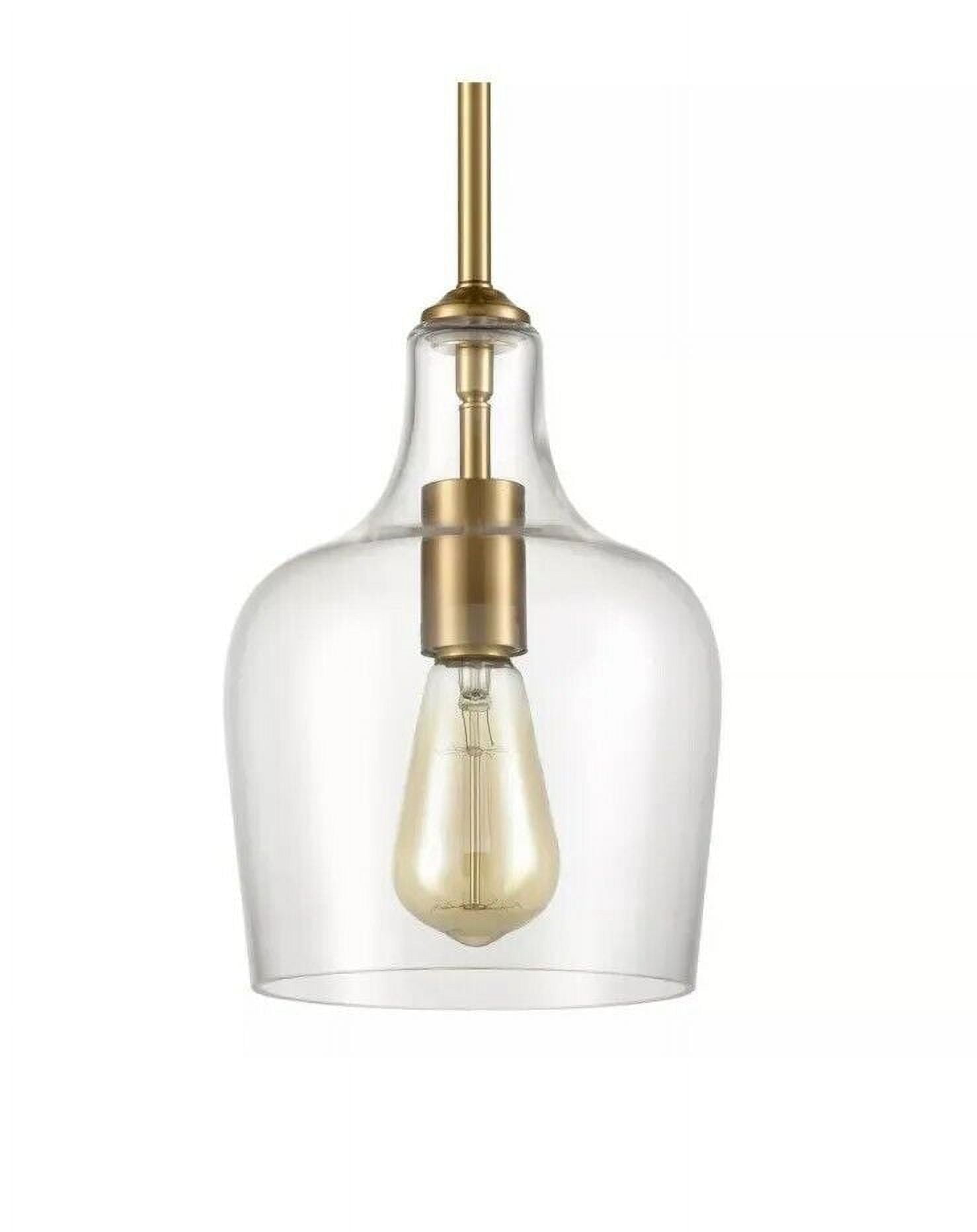 Modern Brass and Clear Glass Mini Pendant Light