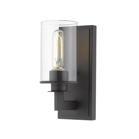 1 Light Modern Steel Wall Sconce with Clear Glass-10.25 inches H By 4.5 inches W-Bronze Finish Bailey Street Home 372-Bel-2959273