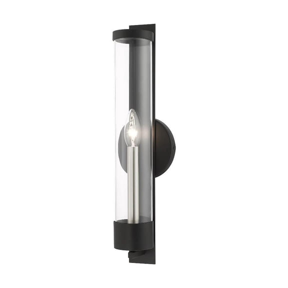 1 Light New Traditional Steel Ada Wall Mount with Clear Glass-18 inches H By 4.75 inches W-Black Finish Bailey Street Home 218-Bel-4362913