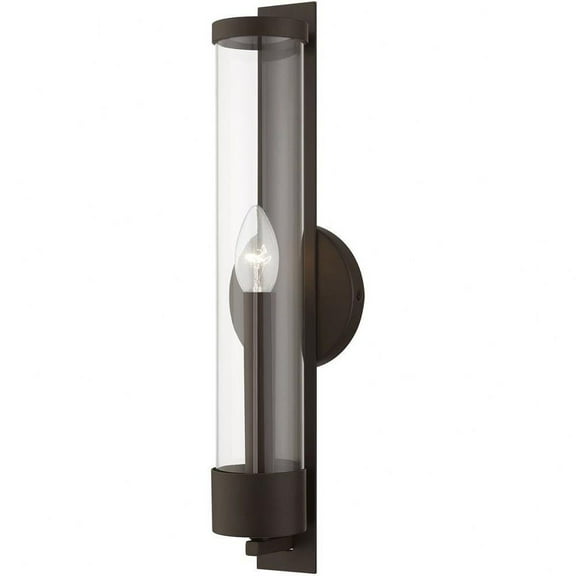 1 Light New Traditional Steel Ada Wall Mount with Clear Glass-18 inches H By 4.75 inches W-Bronze Finish Bailey Street Home 218-Bel-4821108