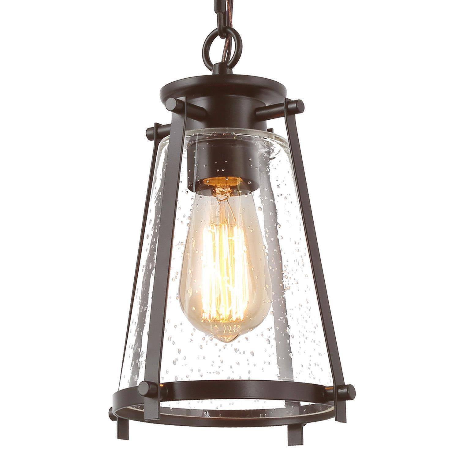 LNC Modern Oil Rubbed Bronze Mini Pendant with Seeded Glass, LED Kitchen Island Light