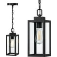 thumbnail image 1 of 1-Light Outdoor Pendant Lighting Fixture, Modern Black Hanging Ceiling Lamp, 1 of 8