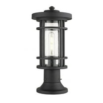 1 Light Outdoor Pier Mount Lantern In Craftsman Style 8 Inches Wide By 16.75 Inches High Z-Lite 570Phm-553Pm-Bk