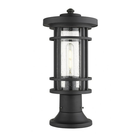 1 Light Outdoor Pier Mount Lantern In Craftsman Style 8 Inches Wide By 16.75 Inches High Z-Lite 570Phm-553Pm-Bk