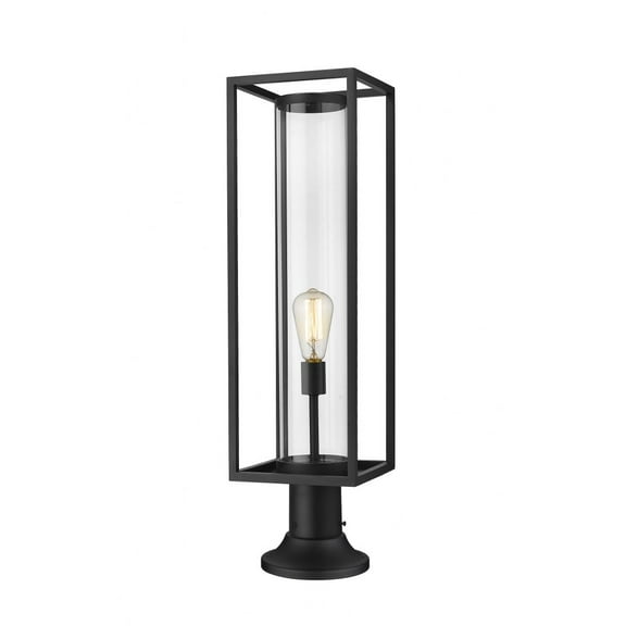 1 Light Outdoor Pier Mount Lantern In Industrial Style 8 Inches Wide By 27.75 Inches High Z-Lite 584Phbr-553Pm-Bk