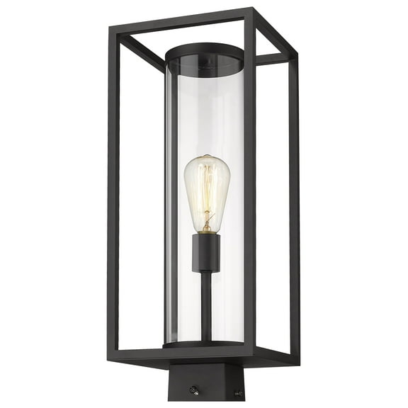 1 Light Outdoor Post Mount Fixture Frame Finish Black