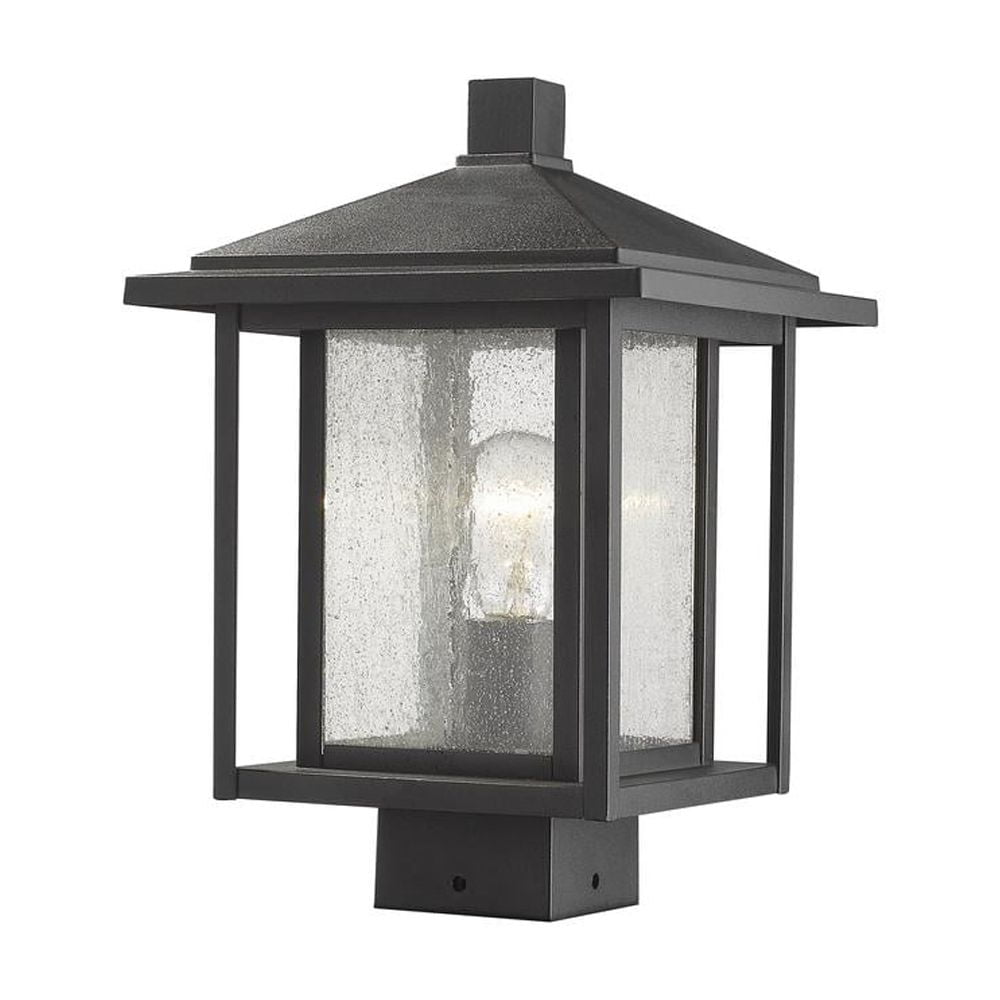 1 Light Outdoor Post Mount Fixture Frame Finish Black