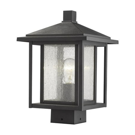 1 Light Outdoor Post Mount Fixture Frame Finish Black