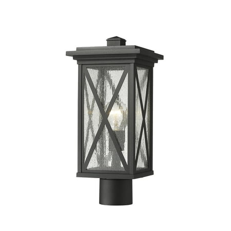 1 Light Outdoor Post Mount Fixture Frame Finish Black