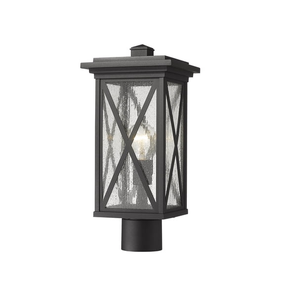 1 Light Outdoor Post Mount Fixture Frame Finish Black