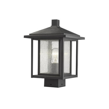 1 Light Outdoor Post Mount Fixture Frame Finish Black
