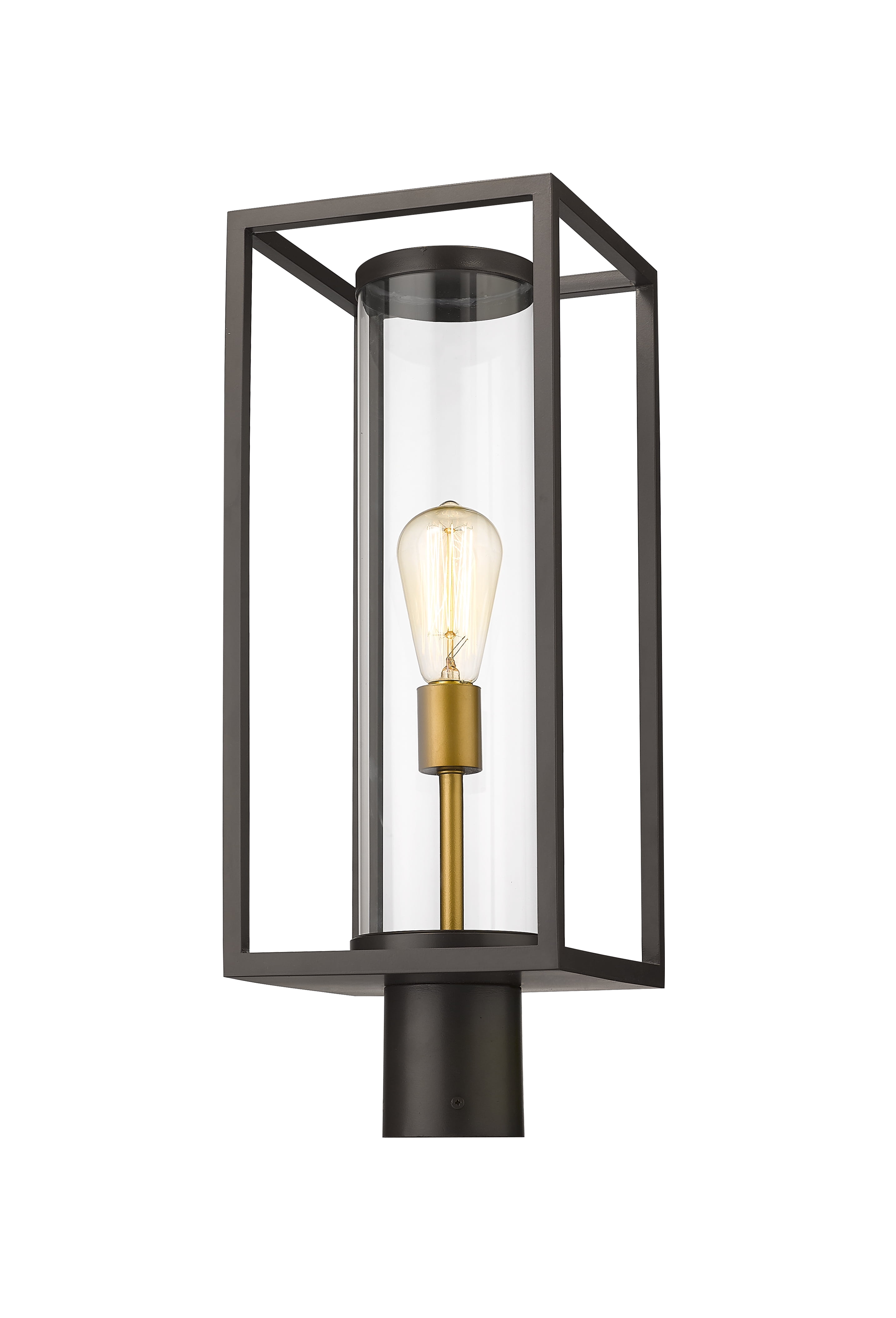1 Light Outdoor Post Mount Fixture Frame Finish Deep Bronze + Outdoor Brass