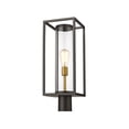 thumbnail image 1 of 1 Light Outdoor Post Mount Fixture Frame Finish Deep Bronze + Outdoor Brass, 1 of 3