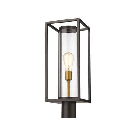 1 Light Outdoor Post Mount Fixture Frame Finish Deep Bronze + Outdoor Brass