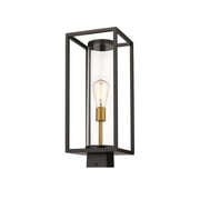 1 Light Outdoor Post Mount Lantern In Industrial Style 8 Inches Wide By 20.25 Inches High-Deep Bronze/Outdoor Brass Finish Z-Lite 584Phms-Dbz-Obs