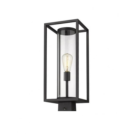 1 Light Outdoor Post Mount Lantern in Industrial Style 8 inches Wide By 20.25 inches High-Black Finish Bailey Street Home 372-Bel-4185832