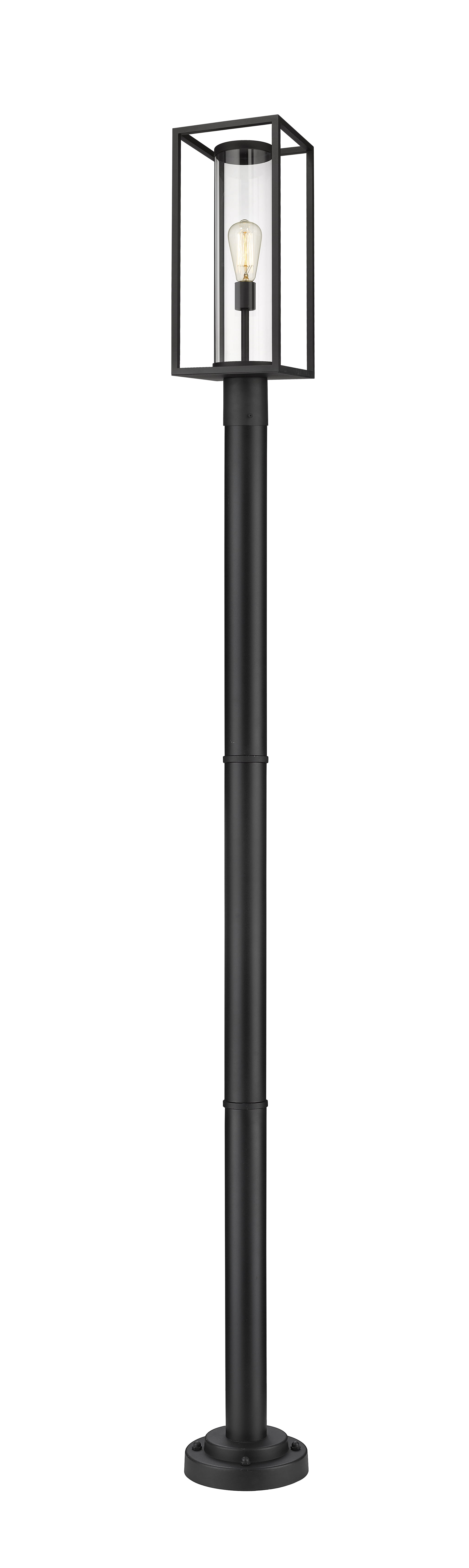 1 Light Outdoor Post Mounted Fixture Frame Finish Black