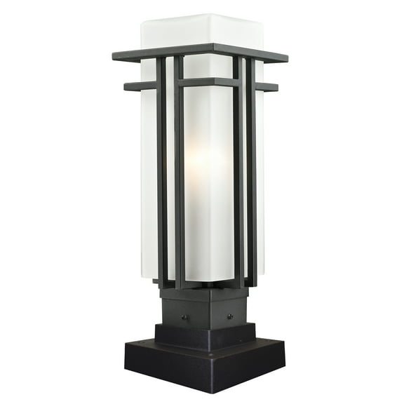 1 Light Outdoor Square Pier Mount Lantern In Art Deco Style 6.63 Inches Wide By 18.25 Inches High Z-Lite 549Phm-Sqpm-Bk
