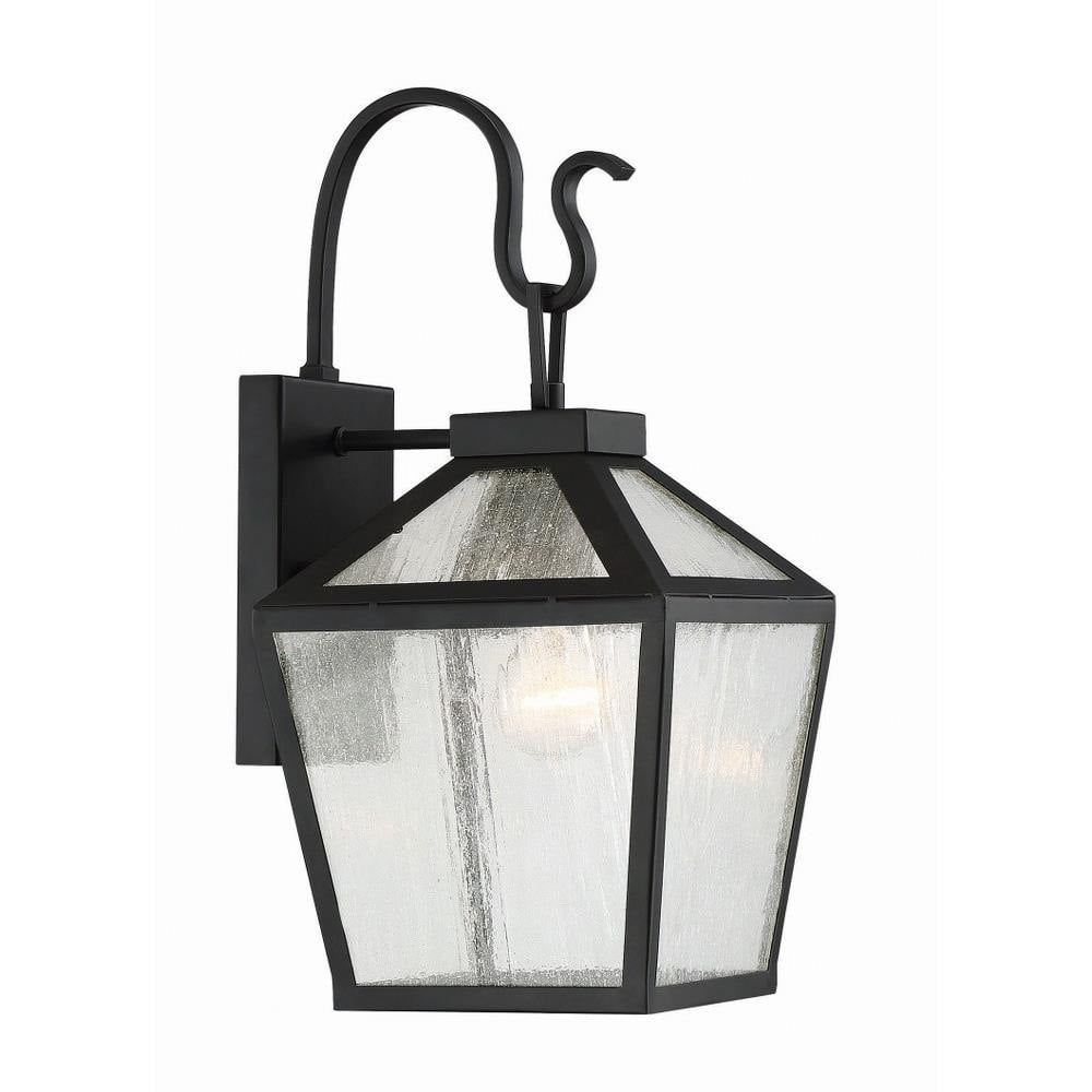 Woodstock Black Metal Outdoor Wall Lantern with Clear Seeded Glass