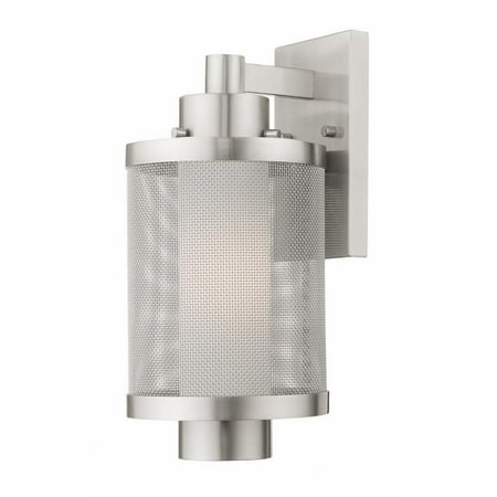 1 Light Outdoor Wall Lantern in Contemporary Style 7 inches Wide By 14.5 inches High-Brushed Nickel Finish Bailey Street Home 218-Bel-4188676