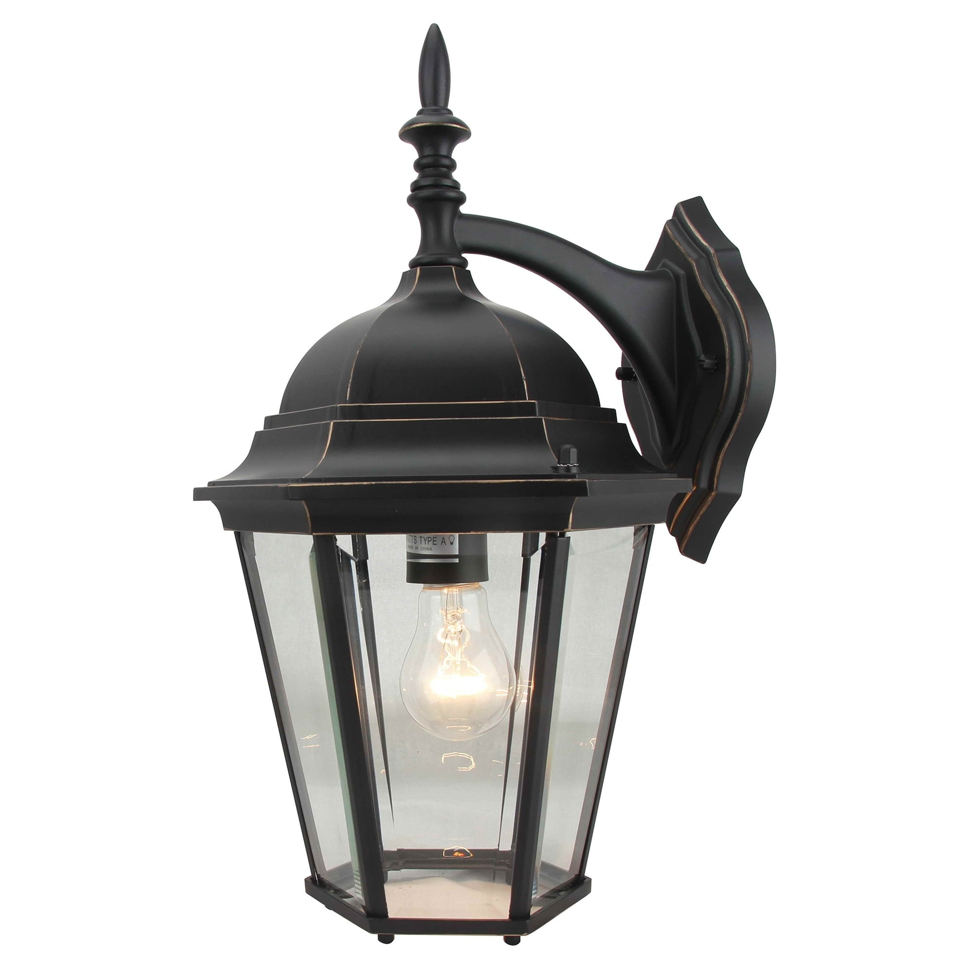 Imperial Black Dimmable Lantern Sconce with Clear Glass