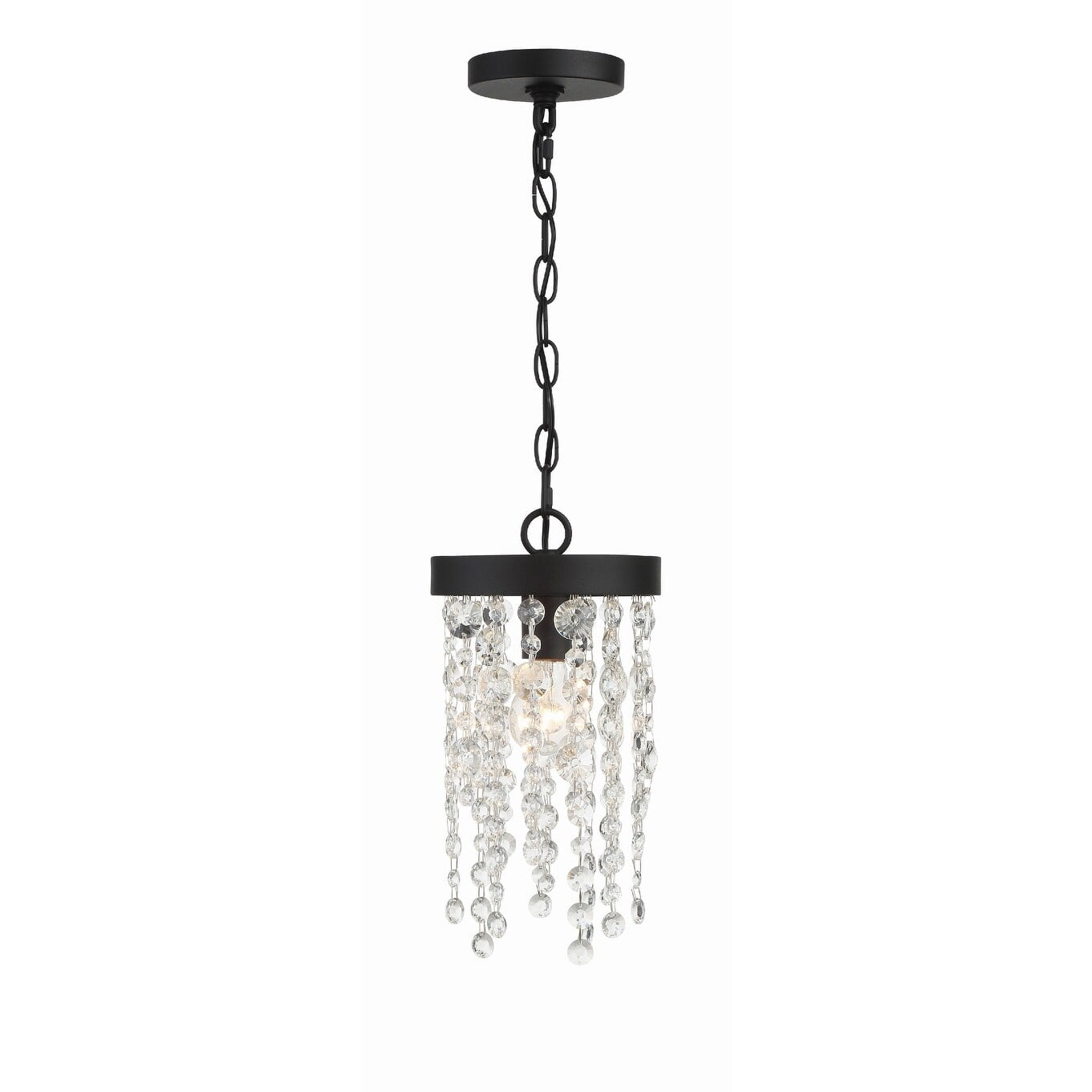 Black Forged Crystal 1-Light Pendant with Hand Cut Crystals