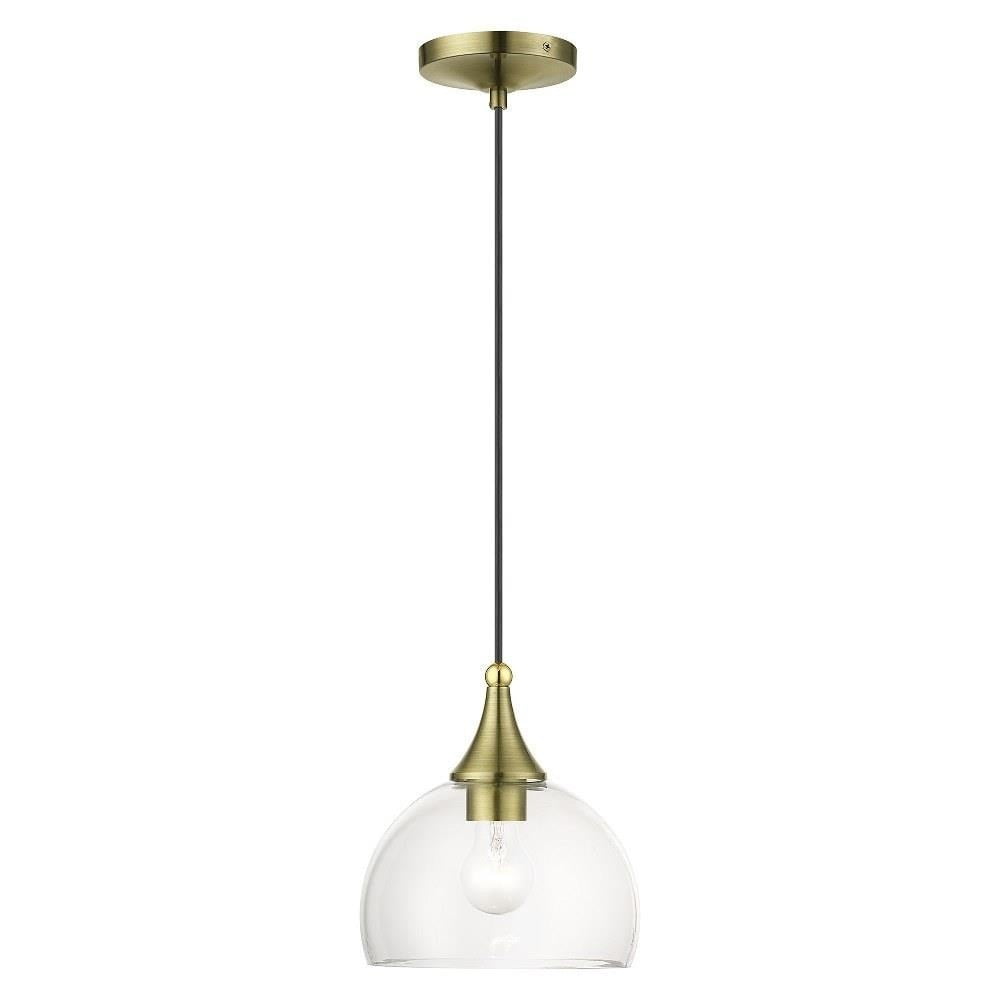 Antique Brass and Clear Glass 1-Light Pendant