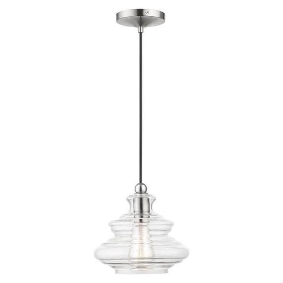 1 Light Pendant-15 inches Tall and 9 inches Wide-Brushed Nickel/Polished Chrome Finish Bailey Street Home 218-Bel-5054287