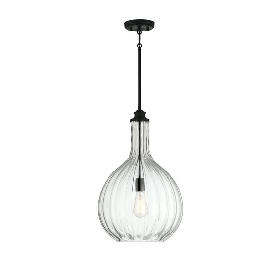 Matte Black One Light Pendant from the Brandon Collection