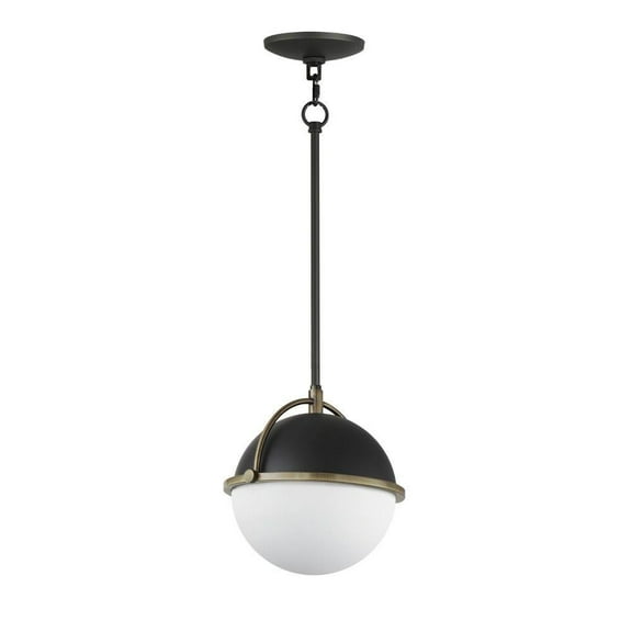1 Light Pendant-9.25 inches Tall and 9.5 inches Wide-Black/Weathered Brass Finish Bailey Street Home 93-Bel-4964586