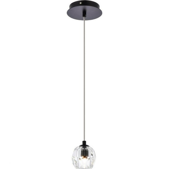 1 Light Pendant-Black Finish-Royal Cut Crystal Type Bailey Street Home 390-Bel-4363553