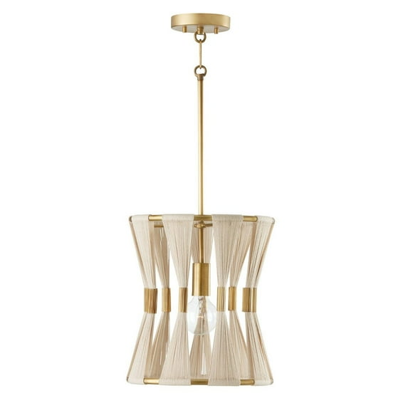 1 Light Pendant-Bleached Natural Rope/Patinaed Brass Finish Capital Lighting 341111Np