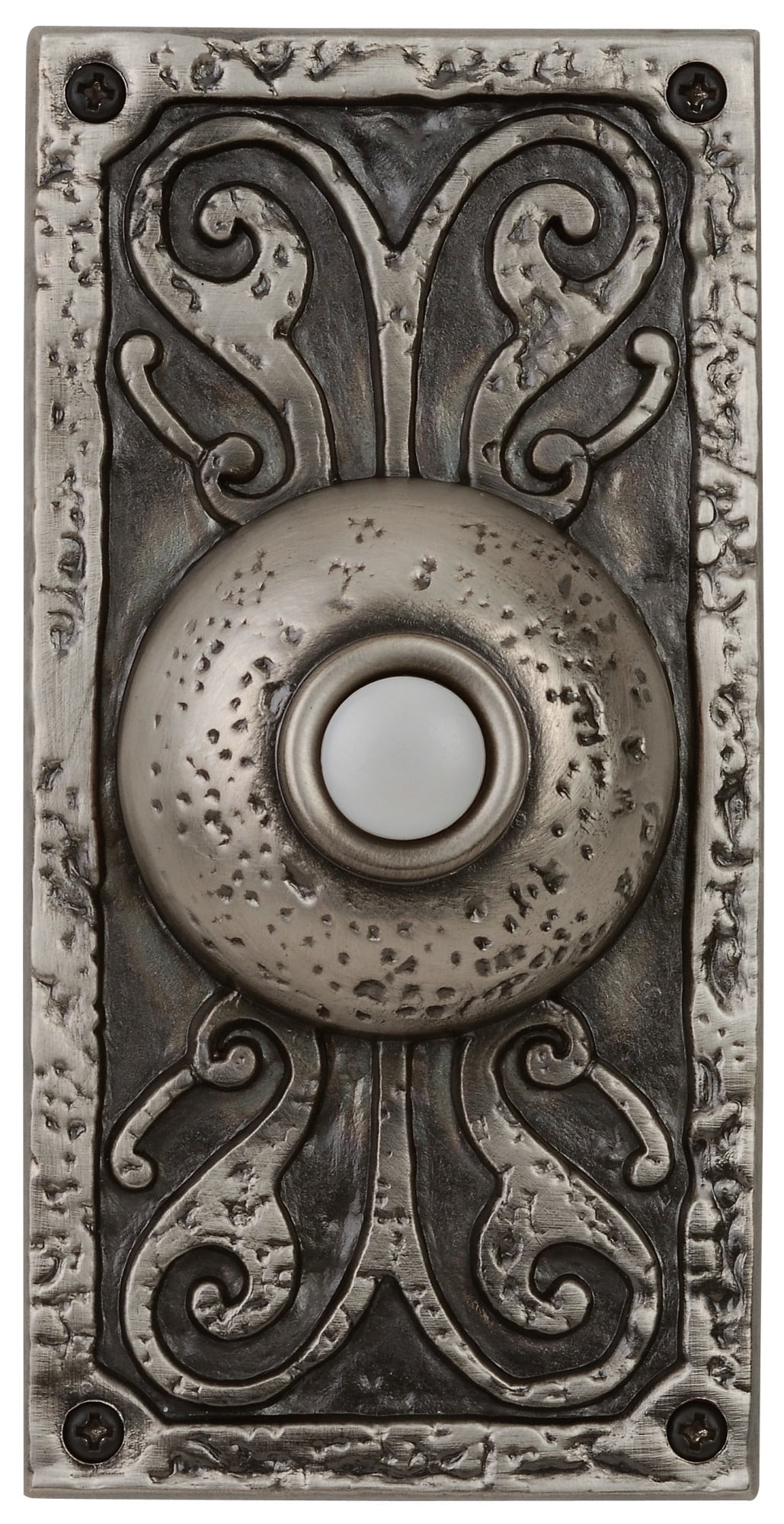 Antique Pewter Ornate Lighted Doorbell Push Button