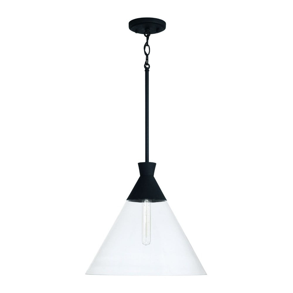Paloma Textured Black and Clear Glass Pendant Light