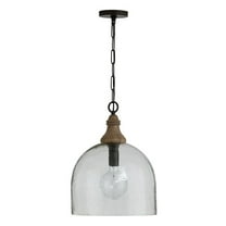 1 Light Pendant In Industrial Style-19.25 Inches Tall And 15 Inches Wide-Grey Wash/Dark Pewter Finish-Clear Organic Rippled Glass Color