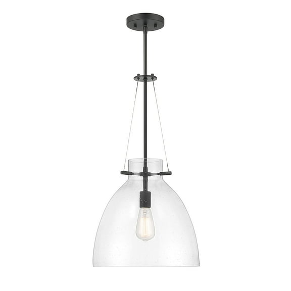 Matte Black One Light Pendant from the Foster Collection