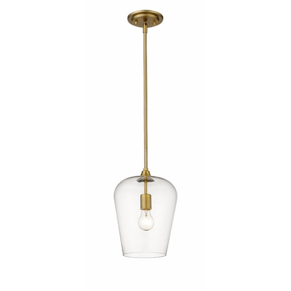 Z-Lite Joliet 9" Round Clear Glass Steel Pendant in Olde Brass