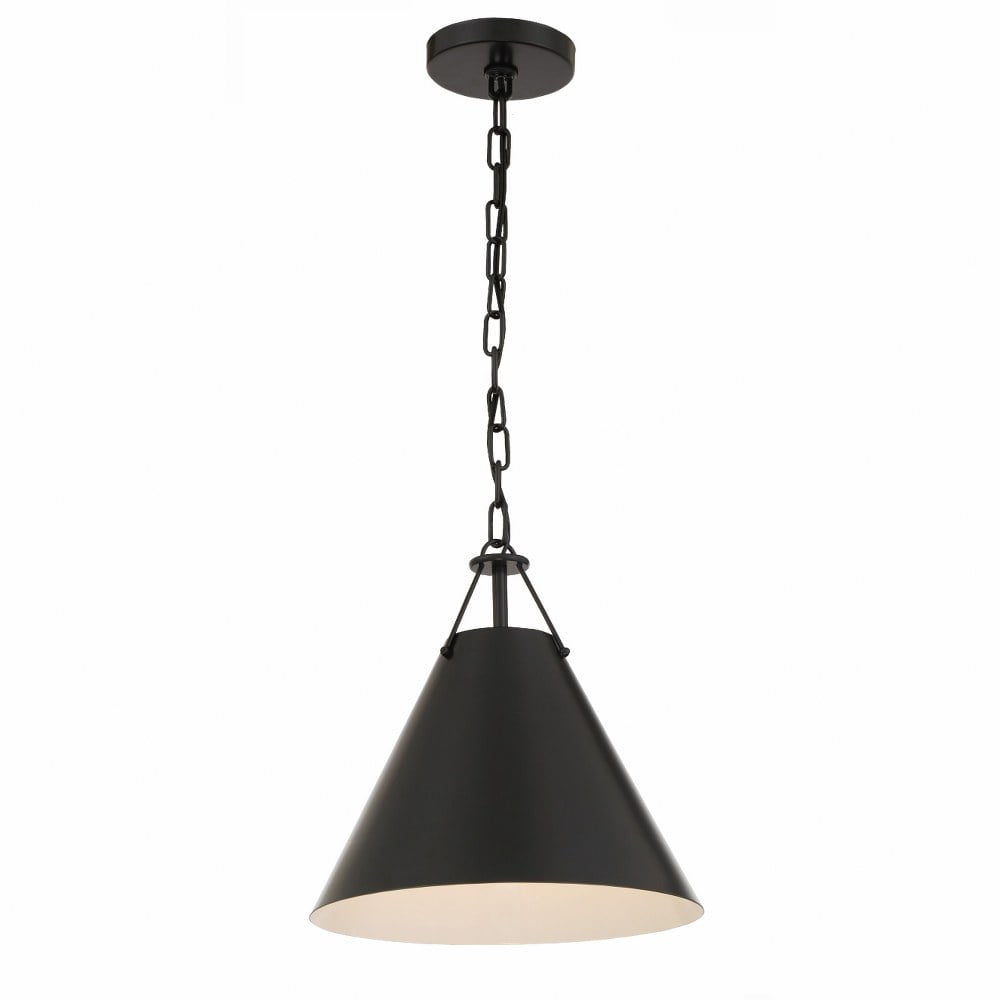 Matte Black Steel 1-Light Pendant with Chain
