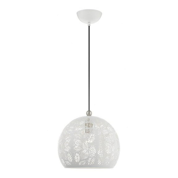1 Light Pendant in Bohemian Style 11.75 inches Wide By 14 inches High-White/Brushed Nickel Finish Bailey Street Home 218-Bel-4188495