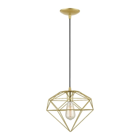 1 Light Pendant in Geometric Style-17.25 inches Tall and 10.5 inches Wide-Soft Gold/Polished Brass Finish Bailey Street Home 218-Bel-4829356