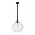 thumbnail image 1 of 1 Light Pendant in Modern Style-15.25 inches Tall and 13.75 inches Wide-Matte Black Finish-Clear Seedy Glass Color Bailey Street Home 372-Bel-4973897, 1 of 1