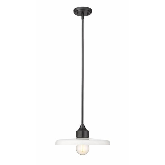 1 Light Pendant in Modern Style-6.25 inches Tall and 14 inches Wide-Matte Black Finish-Gloss Opal Glass Color Bailey Street Home 372-Bel-4961834