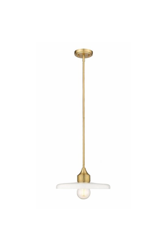 1 Light Pendant in Modern Style-6.25 inches Tall and 14 inches Wide-Olde Brass Finish-Gloss Opal Glass Color Bailey Street Home 372-Bel-4962107