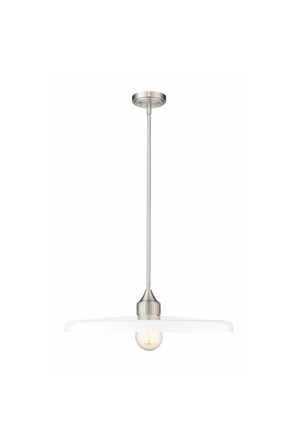 1 Light Pendant in Modern Style-6.75 inches Tall and 24 inches Wide-Brushed Nickel Finish-Gloss Opal Glass Color Bailey Street Home 372-Bel-4962075