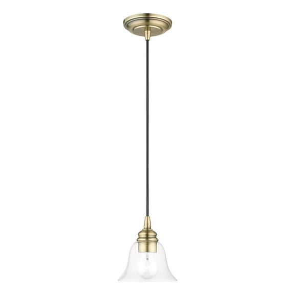 1 Light Pendant in Transitional Style-12.5 inches Tall and 6.25 inches Wide-Antique Brass Finish Bailey Street Home 218-Bel-4829131