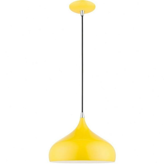 1 Light Pendant in Transitional Style-15 inches Tall and 11.75 inches Wide-Shiny Yellow/Polished Chrome Finish Bailey Street Home 218-Bel-4828708